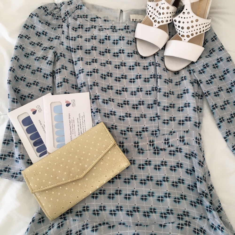 Reiss Giselle Watercolor Check Frill Dress Size 0, 100% silk